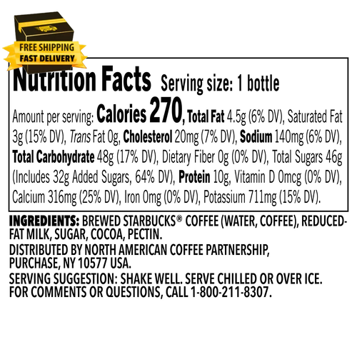 Starbucks Frappuccino Coffee Drink, Mocha, 13.7 Fl Oz Bottles (12 Pack) - Picture 4 of 4