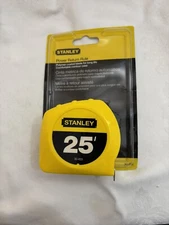 Stanley 25’ Power Return Tape Measure Plastic Case Yellow 1” Wide NEW!