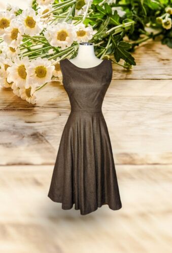 MR MORT 50s 60s Vintage 100% WOOL Brown Sleeveless TEA DRESS Fit & Flare Small - Picture 1 of 10