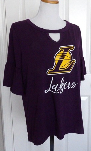 NWT Authentic GAMEDAY COUTURE LA LAKERS Purple Women's Tee Size Large - Picture 4 of 7