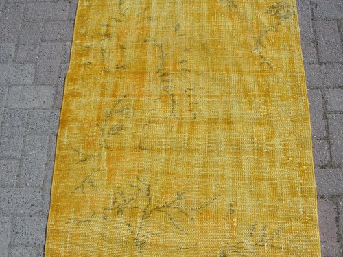 3x5 Vintage Yellow Handknotted Area Rug - Area Rugs for living room - Picture 4 of 10