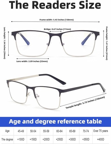 Leichte Metall Federscharnier Lesebrille - Blaulichtschutz inklusive - Bild 7 von 8