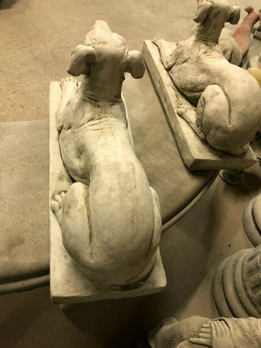 Galgo látigo hormigón piedra jardín estatua adorno escultura en base perro - Imagen 4 de 6
