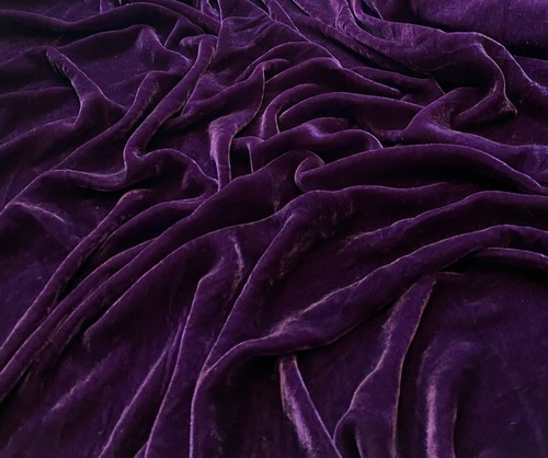 Eggplant Purple Silk Velvet Fabric by the Yard, 1/2 Yard,  1/4 Yard, V67 - Picture 1 of 3
