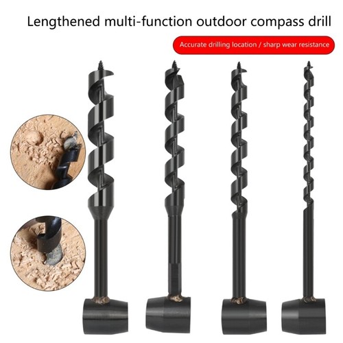 Black Spiral Fluted Auger Bit Extension for Outdoor Survival and Carpentry - Picture 2 of 9
