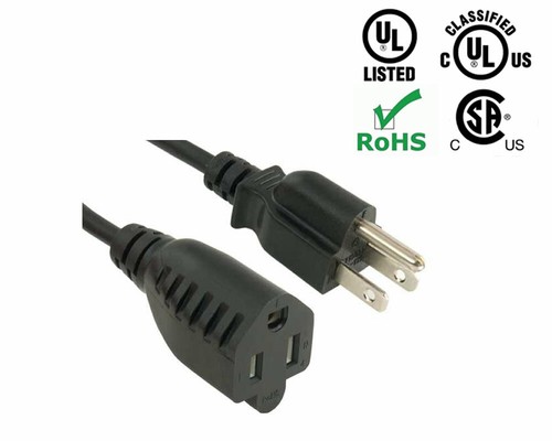 Heavy Duty Power Extension Cord 16AWG 13A, 125V (NEMA 5-15P to NEMA 5-15R) UL - Picture 2 of 4