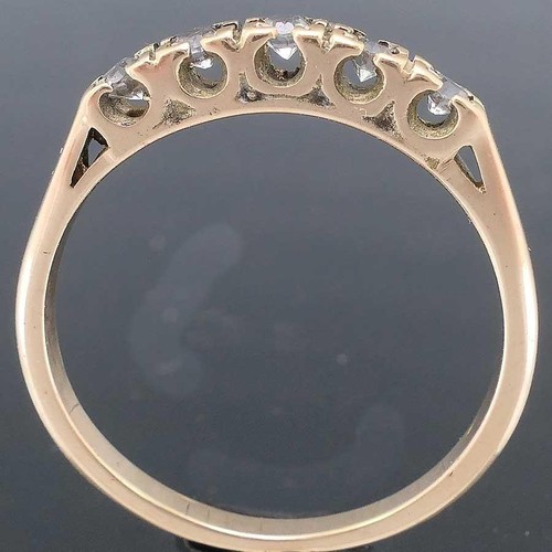 Original 1950's Solid 9k Yellow GOLD 5 White SPINEL ETERNITY RING Sz O 1/2 - Picture 2 of 6