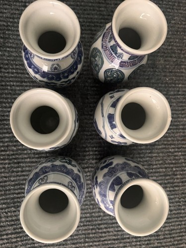 Vintage 15cm Decor Main Chinese Hand Painted Porcelain Small Vases Set Of 6 - Picture 11 of 14