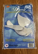 Beistle VTG 1980s Wedding Dove Decoration Hanging Art Tissue Honeycomb 1982 USA