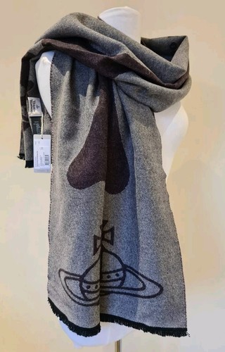 Bufanda Vivienne Westwood Too Fast to Live orbe de lana gris nueva con bolsa de regalo - Imagen 5 de 13