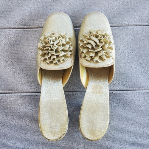 1960s Daniel Green Gold Lurex Mules Lounge Slipper Heels 2A65. - Picture 5 of 19