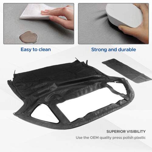 Fits 1971 1972-1980 MG MGB Black Convertible Soft Top w/ 3Pcs Plastic Windows - Picture 7 of 12