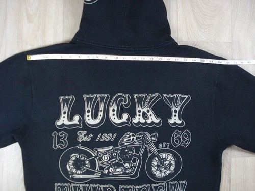 Lucky 13 Apparel Skull Hooded Top Hoodie Jacket Large Vintage Made In USA Black - Bild 20 von 24