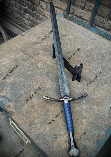 Hand Forged Damascus Steel Viking Sword Sharp Battle Ready Medieval Sword Gift, - 第 1/1 張圖片