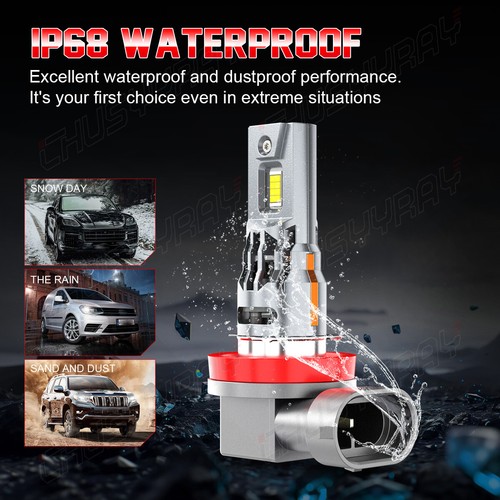 2pc H8/H9/H11 CSP LED Headlight 6000K White Bright High/Low Beam Bulbs - Bild 3 von 14