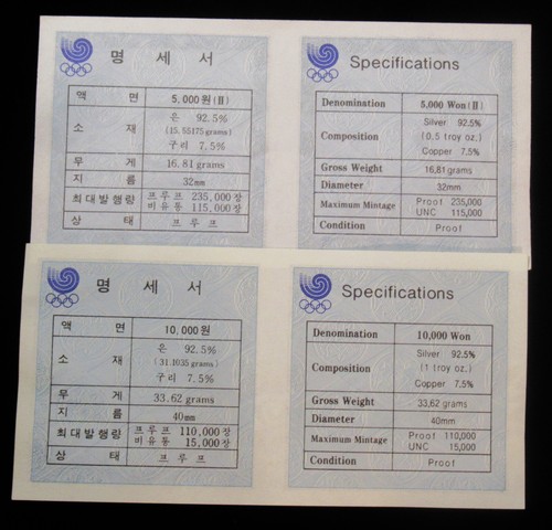 Süd Korea : 1988 Xxiv Olympische Seoul Silber Läufer 2 Münze Beweis Set Etui COA - Picture 4 of 5