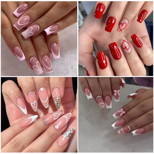 Pegatinas de uñas de corazón para arte en uñas calcomanías de uñas Love Heart amantes franceses onduladas - Imagen 5 de 7