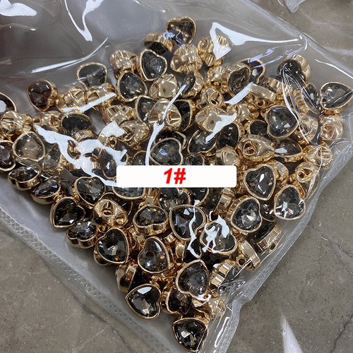 10mm Metal Button Love Heart Faceted Drill Button Decorative Buttons Black white - Picture 6 of 14