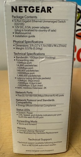 New Sealed Netgear Business GS105 5-Port Gigabit Ethernet Unmanaged Switch - Picture 6 of 6