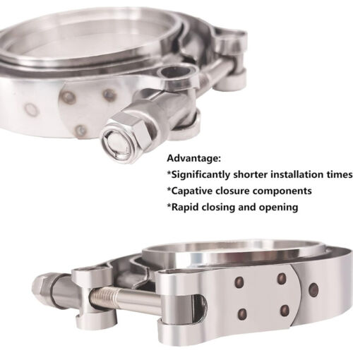2.5" Inch V-Band Flange&Clamp Kit Male/Female With Ridge Exhaust Stainless 4 Pcs - Picture 5 of 7