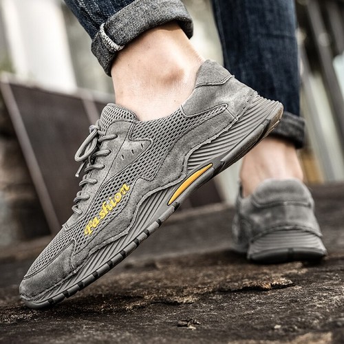 Hochwertige Herren Mesh Freizeitschuhe Rutschfest Atmungsaktiv Outdoor Schnürschuhe Sneaker - Bild 12 von 19