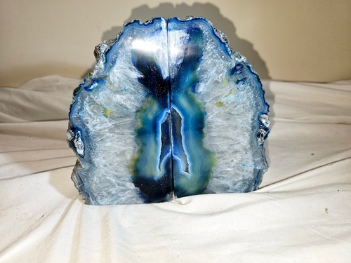 Geoda central de cristal de ágata azul grande grado artista - corte estilo extremo libro - Imagen 4 de 10