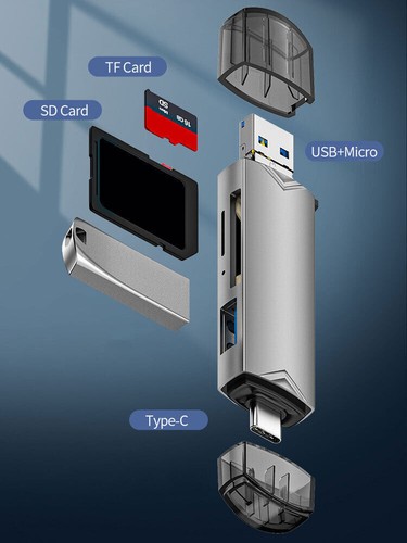 6 in 1 OTG Card Reader USB3.0 to Type C Micro USB Adapter Flash Drive TF SD - Picture 10 of 14