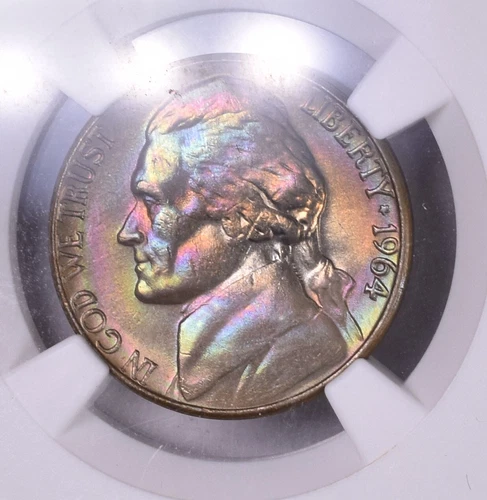 1964-D Jefferson Nickel - NGC MS64 - Rainbow Toning!!! JS