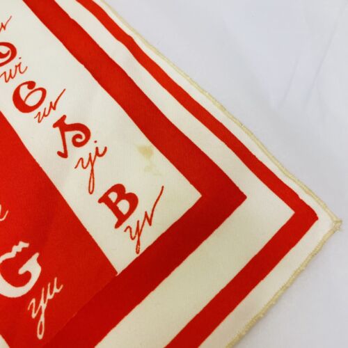 1960s Frankie Welch Nylon Scarf Cherokee Alphabet Hard to Find Red White Vintage - Picture 10 of 17
