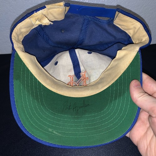 Vintage New York Mets Snapback Hat Blue Orange Logo One Size W/ Signature - Picture 4 of 4