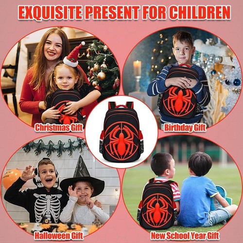 Kinder Schulrucksack, 16,5" Superheld Cartoon Schultasche leicht wasserdicht B - Bild 7 von 11
