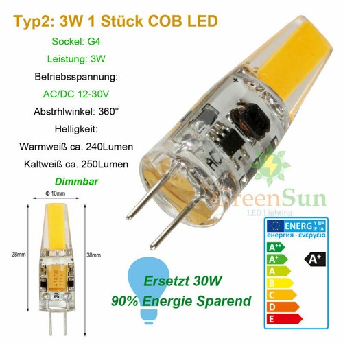 10x 4x G4 LED COB 3W 6W Lampe Leuchte Birne Leuchtmittel Warmweiß 12V - Picture 6 of 15