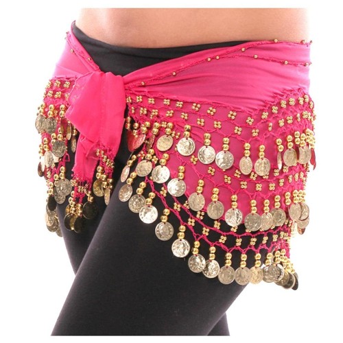 Women's Chiffon Belly Dance Hip Scarf Waistband Belt Skirt with128 Ringy Golden  - Bild 18 von 22