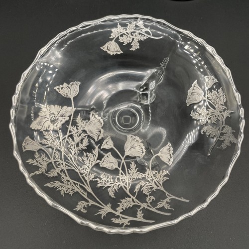 Vintage Flandern Silber Stadt Glas Mohn Fuß Schale & Paar Kerzenhalter - Bild 2 von 13