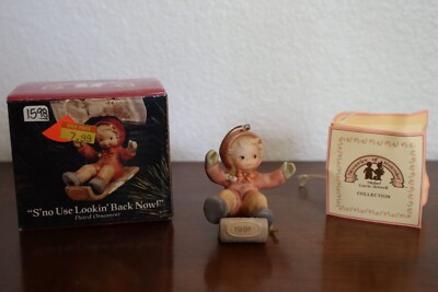 1991 Enesco Memories Of Yesterday S'no Use Lookin' Back Now Christmas Ornament