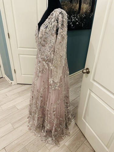 MAC DUGGAL 20245 Appliquéd Illusion Long Sleeve A-Line Vintage Lilac sz 16 $798 - Picture 9 of 16