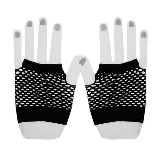80s Short Fishnet Fingerless Gloves Neon Colours Rave Fancy Dress Access ∂ - Picture 8 of 22