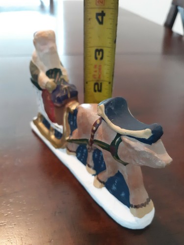 Hand Painted Santa Sleigh Reindeer Christmas Tree Ornament Figurine - Picture 3 of 6