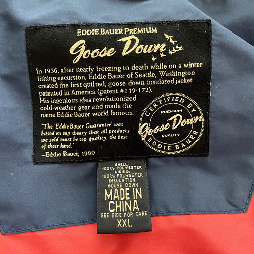 Vintage Eddie Bauer Jacket Mens 2XL Navy Blue Puffer Coat Goose Down 80s - Picture 7 of 10