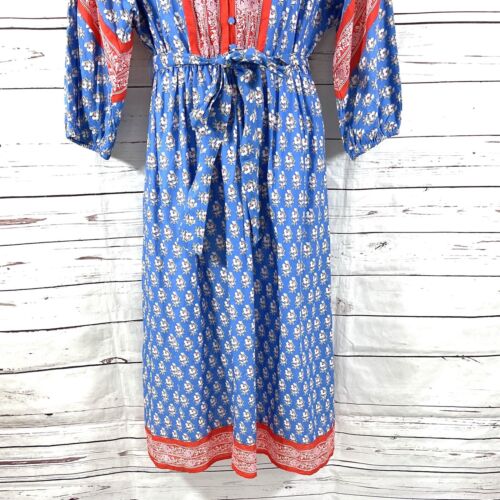 J. Crew Dress Women’s Small Blue V-Neck Cover Up Classic Block Print Beachwear - Picture 3 of 11