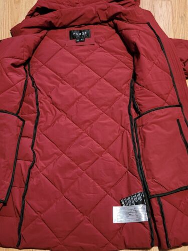 Nuage Maroon Quilted Stretch Puffer Coat Removeable Hood XS - Picture 3 of 8
