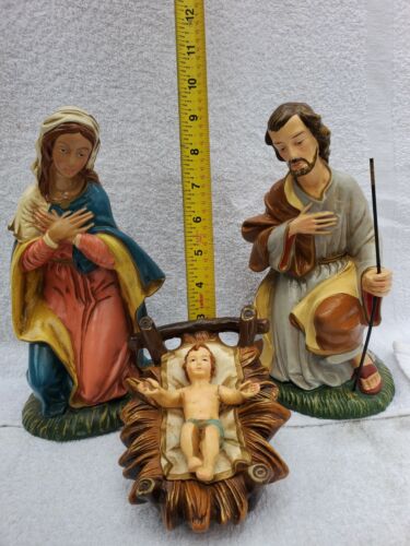 RARE Vtg Fontanini 3 Piece Nativity Christmas Set XXL MINT Italy Xmas Mary Jesus - Picture 1 of 11