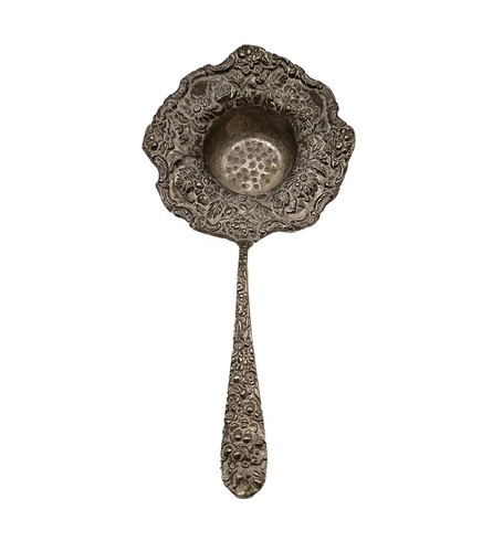 Vintage Godinger alter Strauß versilbert verziert verziert Blumen Teesieb 7 1/4