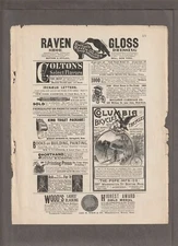 1885 COLUMBIA BICYCLES/TRICYCLES Magazine AD~Morgan Envelope KING TOILET PACKAGE