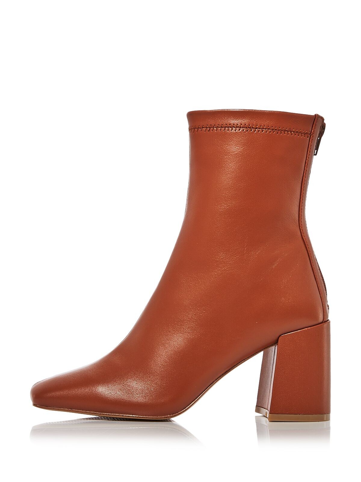 Женские кожаные ботильоны AQUA Womens коричневого цвета Comfort Goring Juno с квадратным носком и блочным каблуком, 10 М