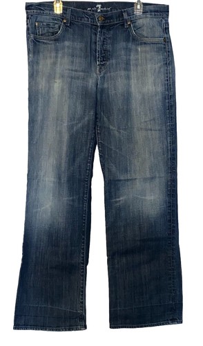 7 for all Mankind 36 Mens Boot Cut Button Fly Jeans 33 Inseam 36X33 Denim Pants - Picture 1 of 15