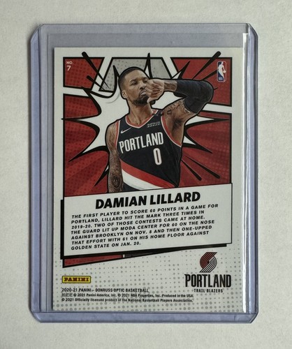 Damian Lillard 2020-21 Panini Donruss Optic My House #7 Insert Trailblazers - Picture 2 of 2