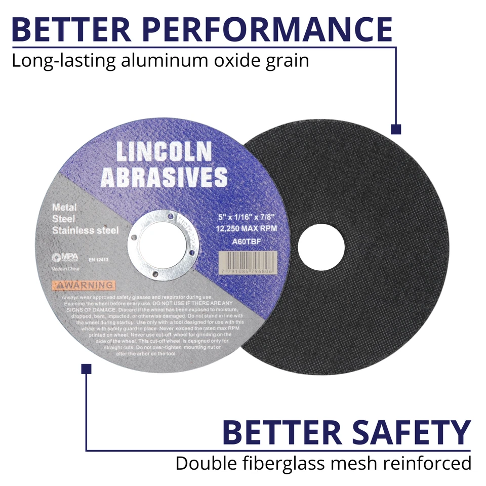 Paquete de 200 discos de corte de ruedas de corte de acero y metal de 5" x 1/16" x 7/8 Foto 4 de 4