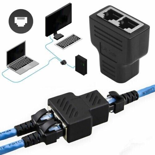 RJ45 Ethernet Cable Splitter Y Coupler LAN Network Patch Connector 2 Way Adapter - Picture 9 of 9