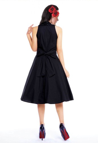 8 Baumwolle Schmeichelnd 50's Nackenband Sommer Schwarz lycra 20 Ausgestellt BavqzrxB